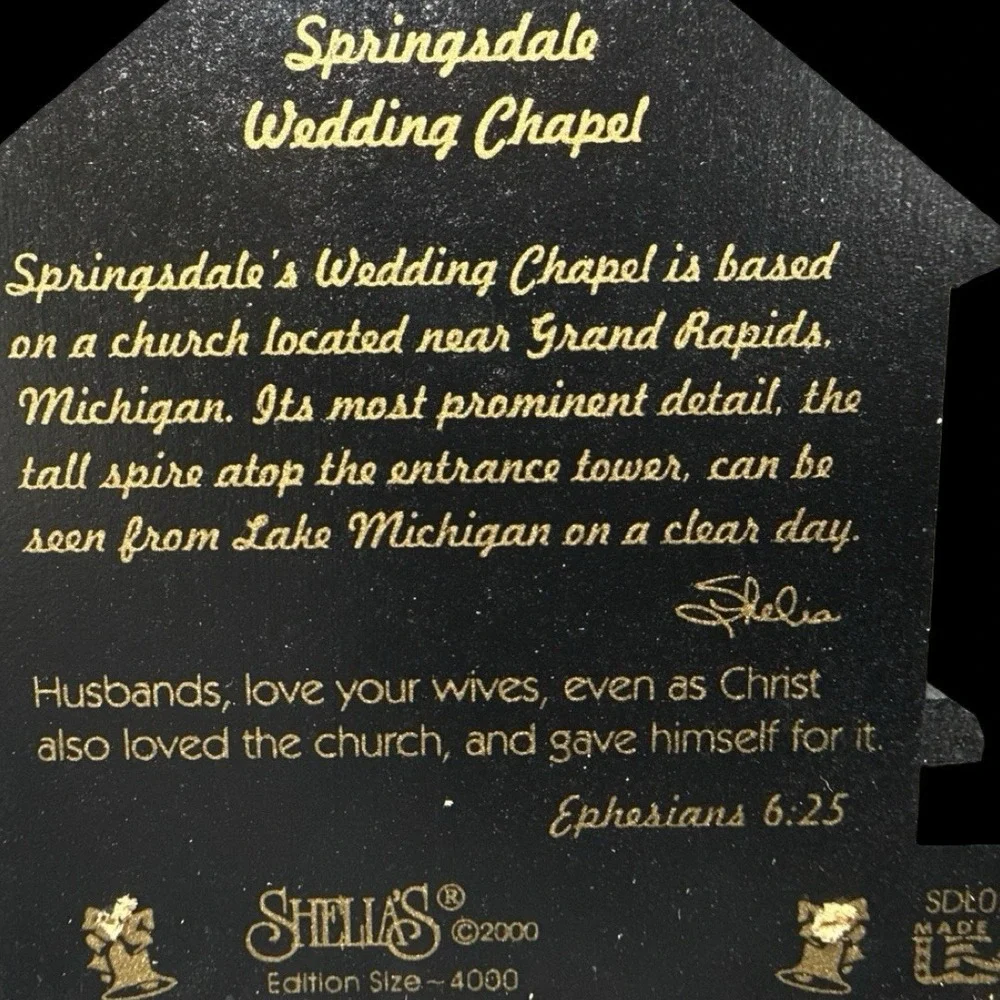 Springsdale Wedding Chapel Grand Rapids, MI Shelia's Collectibles 2000 With Box
